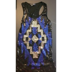 Forever‎ 21 Sequin Tank Top Racerback Sleeveless Party Top Medium